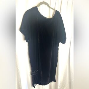 Black Velour Oversized Slip On Dress Designer with Rope Embellishment Size L
